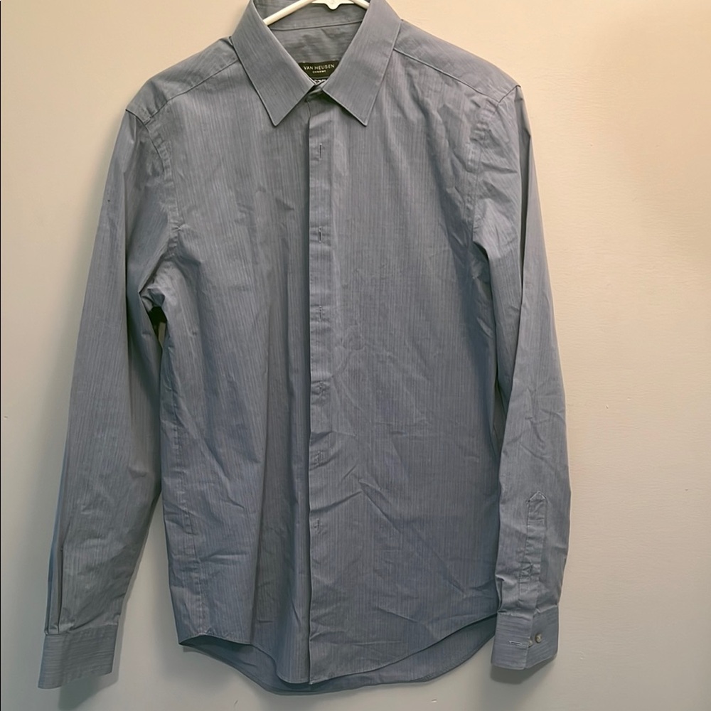Van Heusen Blue Tailored Dress Shirt 15-15 1/2 34/35  Steel Blue/grey